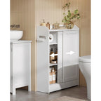 Bathroom Storage Cabinet with Sliding Doors and Adjustable Shelves - 23.6L x 7.9W x 31.5H