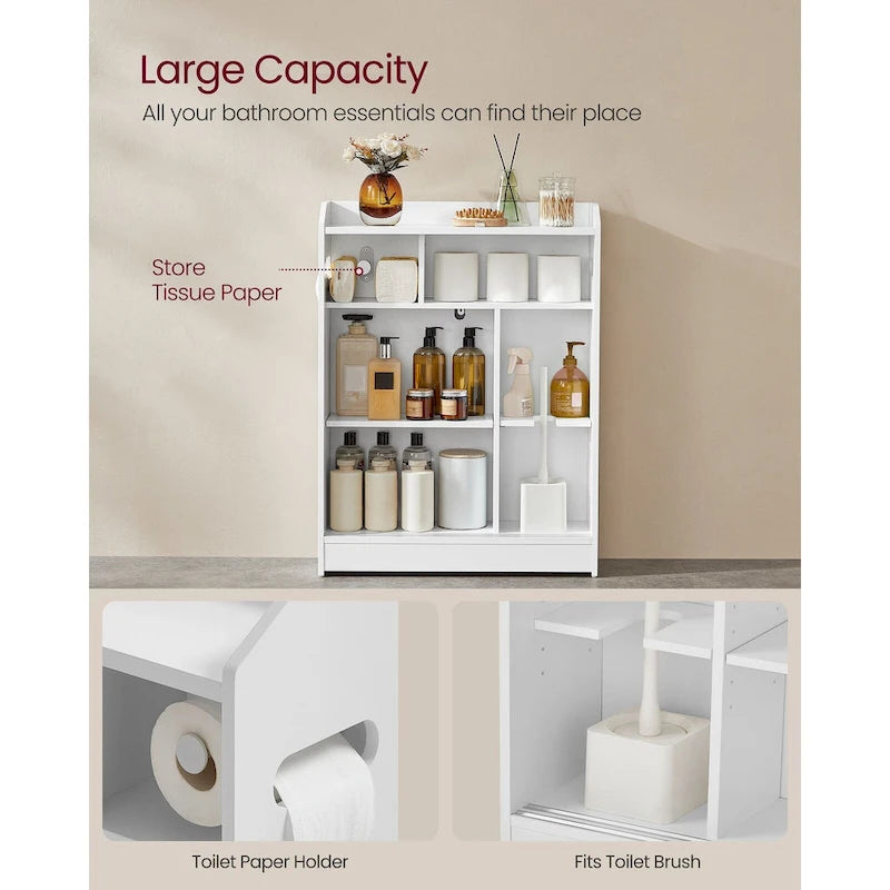 Bathroom Storage Cabinet with Sliding Doors and Adjustable Shelves - 23.6L x 7.9W x 31.5H