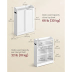 Bathroom Storage Cabinet with Sliding Doors and Adjustable Shelves - 23.6L x 7.9W x 31.5H
