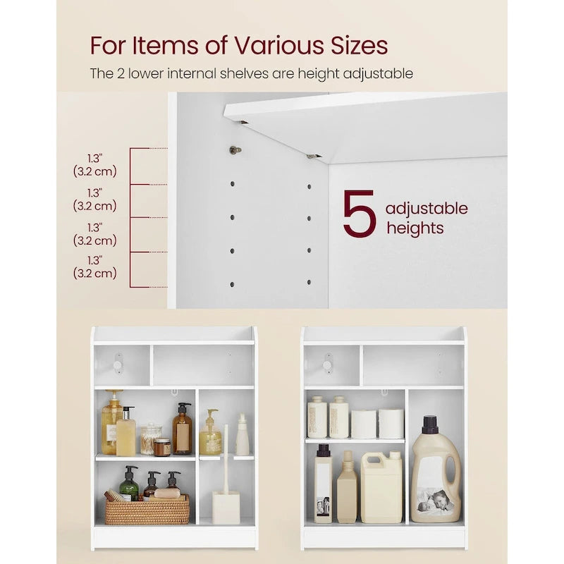 Bathroom Storage Cabinet with Sliding Doors and Adjustable Shelves - 23.6L x 7.9W x 31.5H