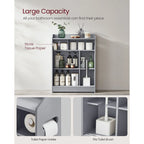 Bathroom Storage Cabinet with Sliding Doors and Adjustable Shelves - 23.6L x 7.9W x 31.5H