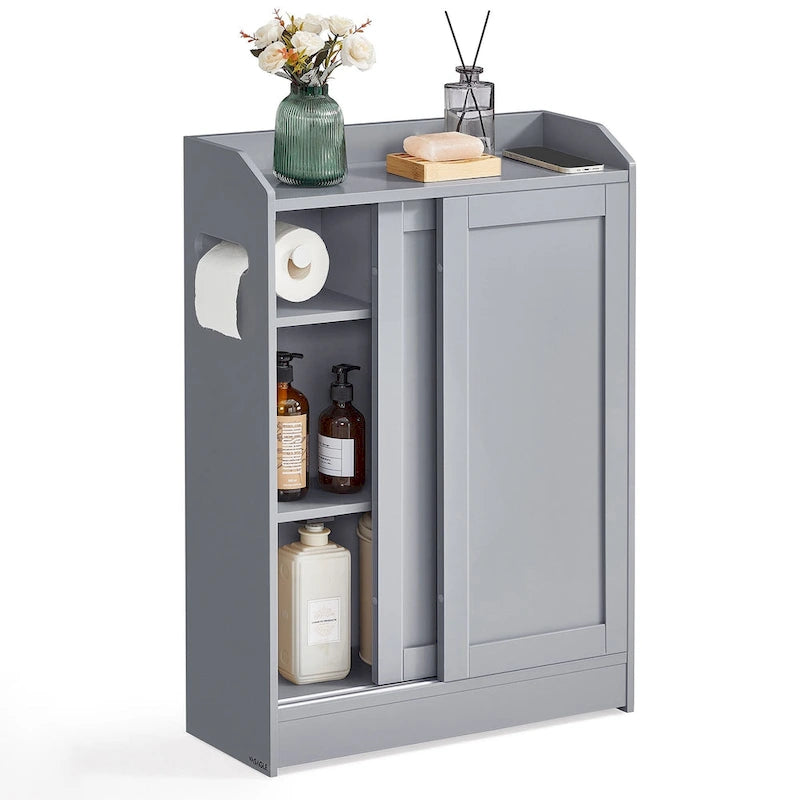 Bathroom Storage Cabinet with Sliding Doors and Adjustable Shelves - 23.6L x 7.9W x 31.5H