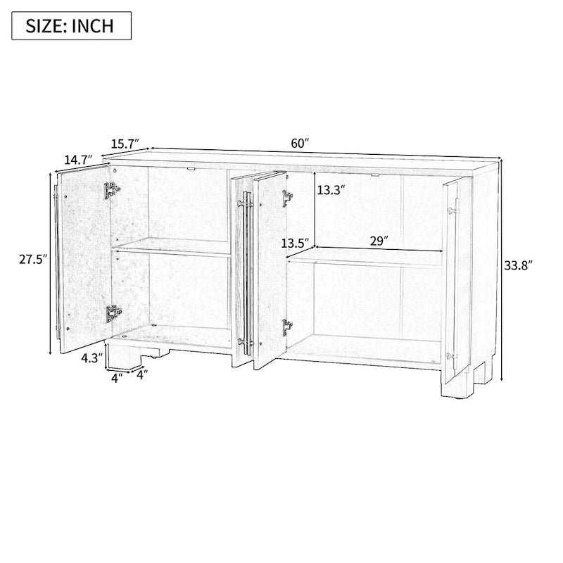 Sideboard Buffet Cabinet with Adjustable Shelves