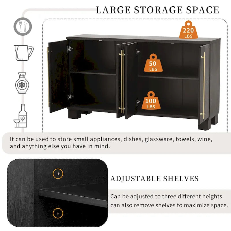 Sideboard Buffet Cabinet with Adjustable Shelves