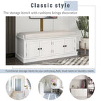 Storage Bench with 4 Doors and Adjustable Shelves