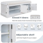 Storage Bench with 4 Doors and Adjustable Shelves