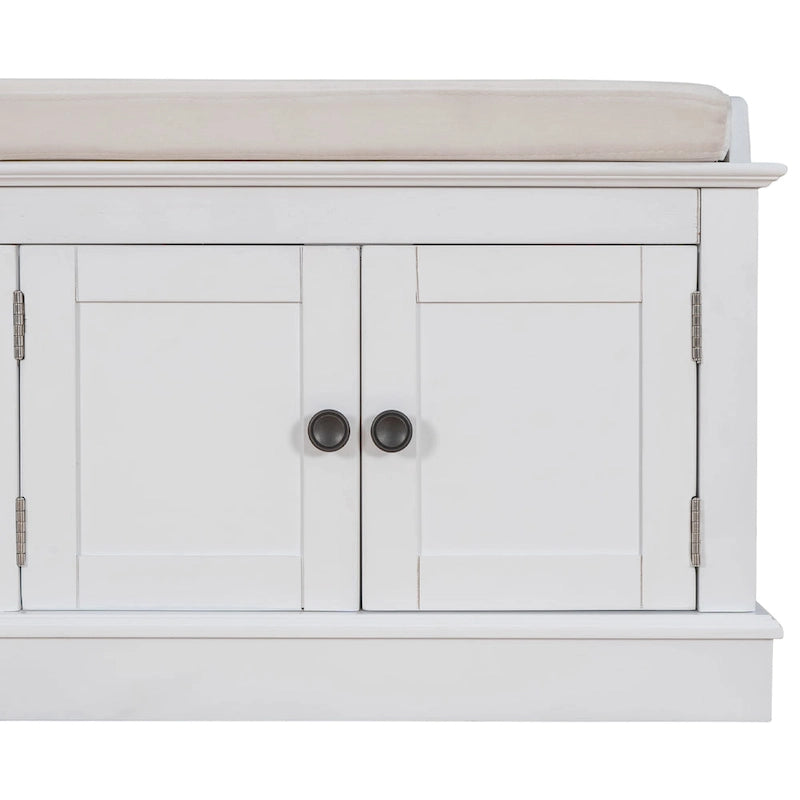 Storage Bench with 4 Doors and Adjustable Shelves