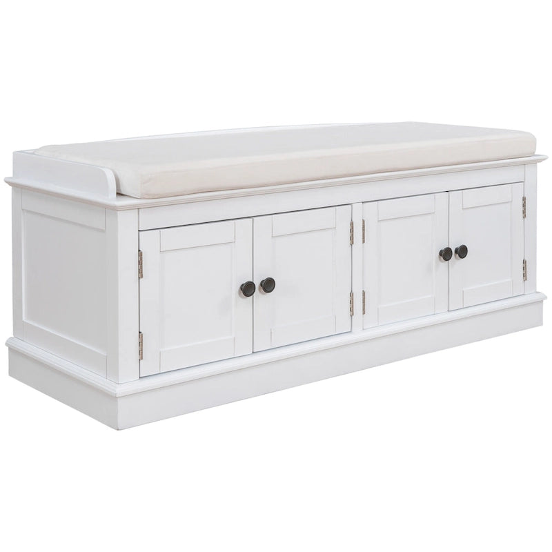 Storage Bench with 4 Doors and Adjustable Shelves