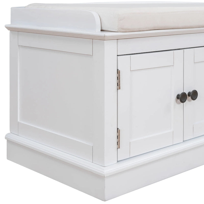 Storage Bench with 4 Doors and Adjustable Shelves