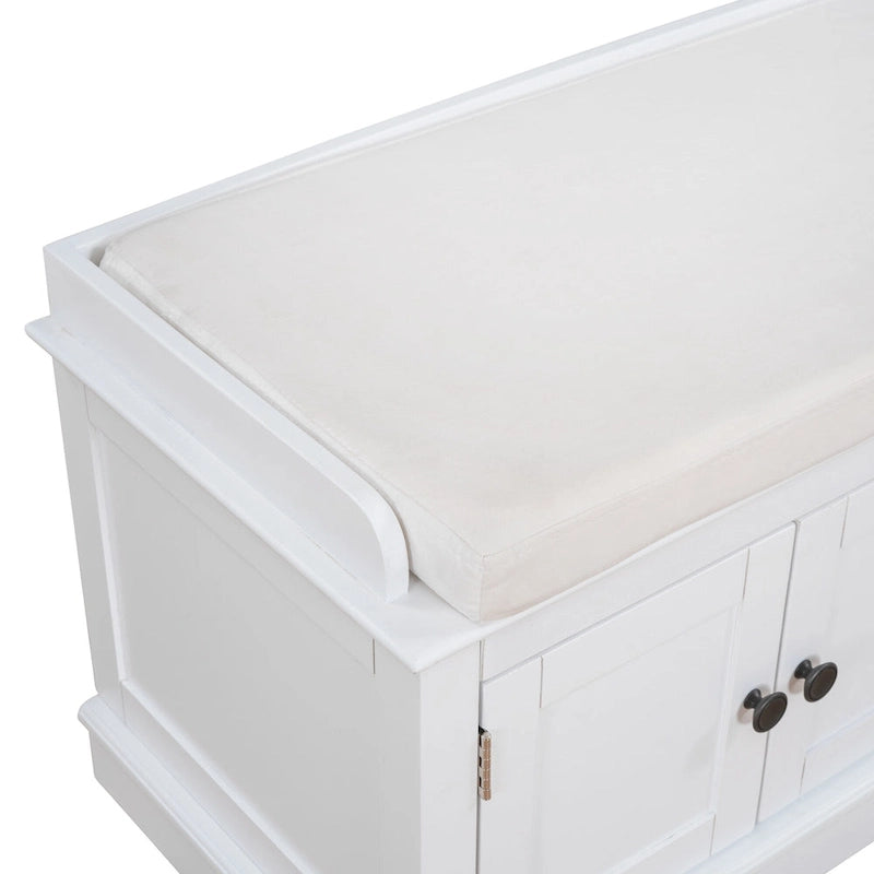 Storage Bench with 4 Doors and Adjustable Shelves