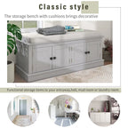 Storage Bench with 4 Doors and Adjustable Shelves