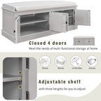Storage Bench with 4 Doors and Adjustable Shelves