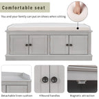 Storage Bench with 4 Doors and Adjustable Shelves
