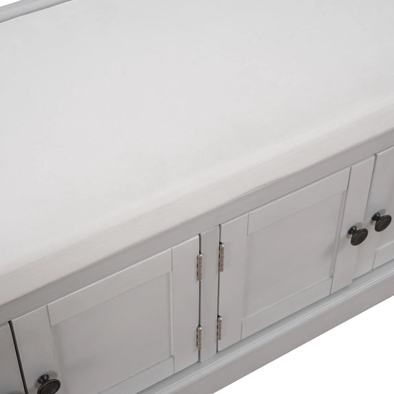 Storage Bench with 4 Doors and Adjustable Shelves
