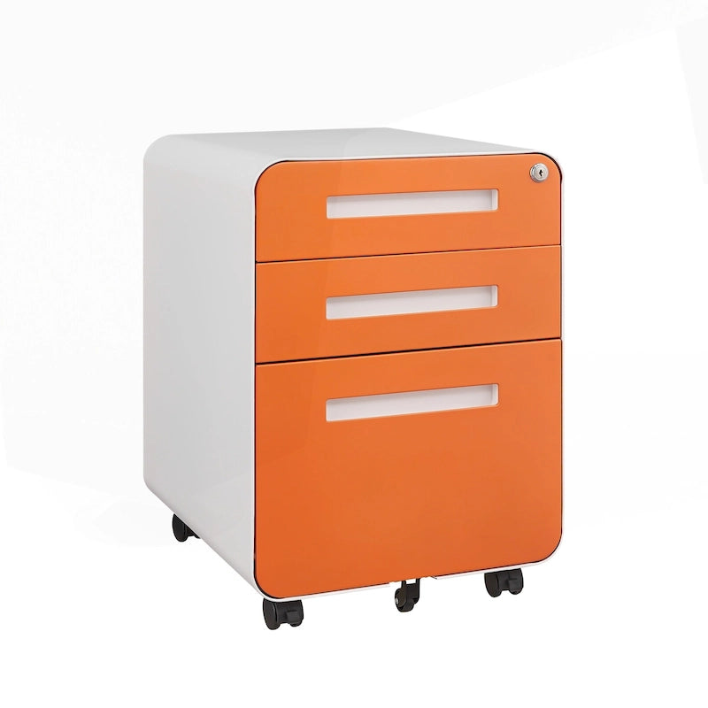 3-Drawer Mobile Filing Cabinet with Lock and Casters