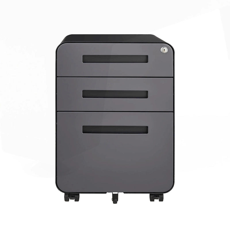 3-Drawer Mobile Filing Cabinet with Lock and Casters