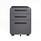 3-Drawer Mobile Filing Cabinet with Lock and Casters
