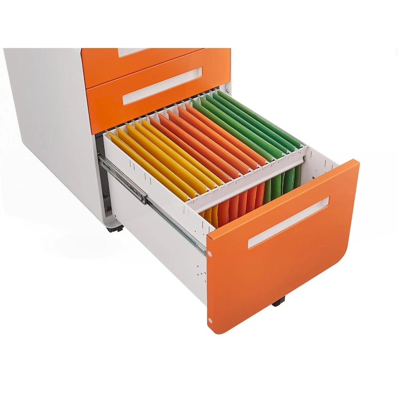 3-Drawer Mobile Filing Cabinet with Lock and Casters