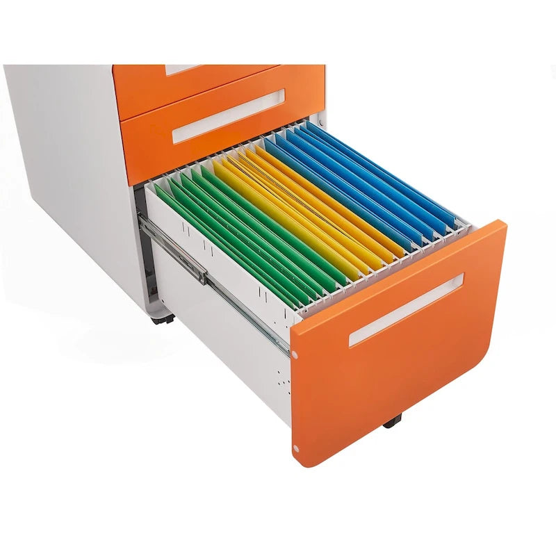 3-Drawer Mobile Filing Cabinet with Lock and Casters