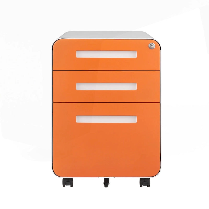 3-Drawer Mobile Filing Cabinet with Lock and Casters