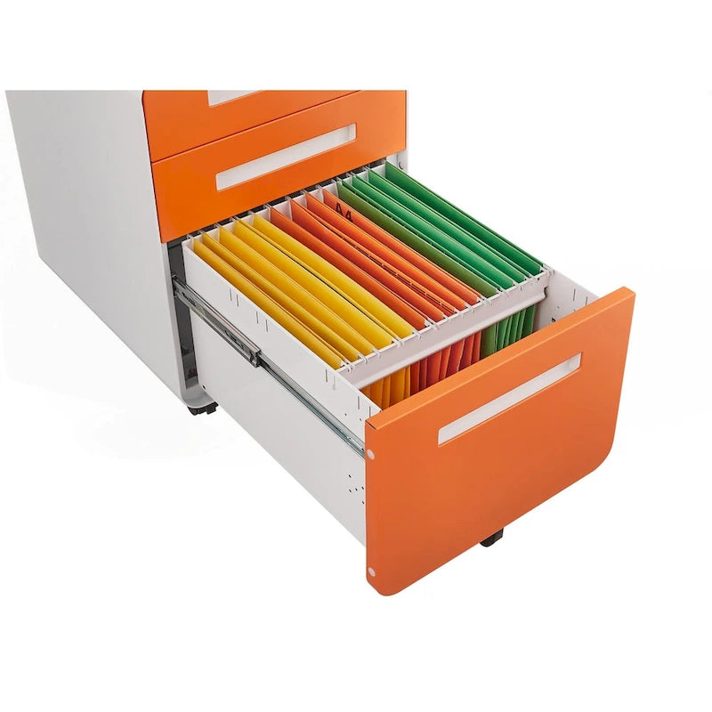 3-Drawer Mobile Filing Cabinet with Lock and Casters