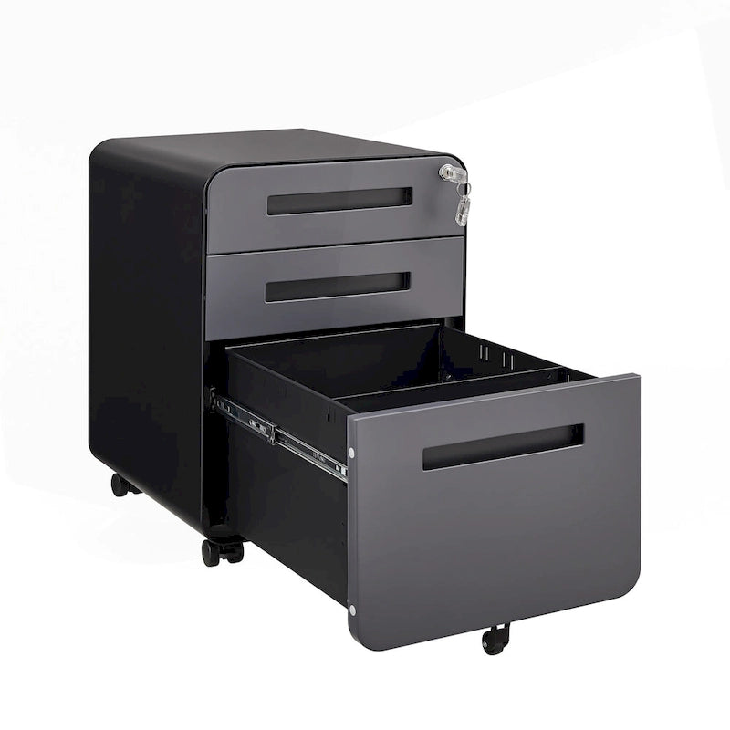 3-Drawer Mobile Filing Cabinet with Lock and Casters