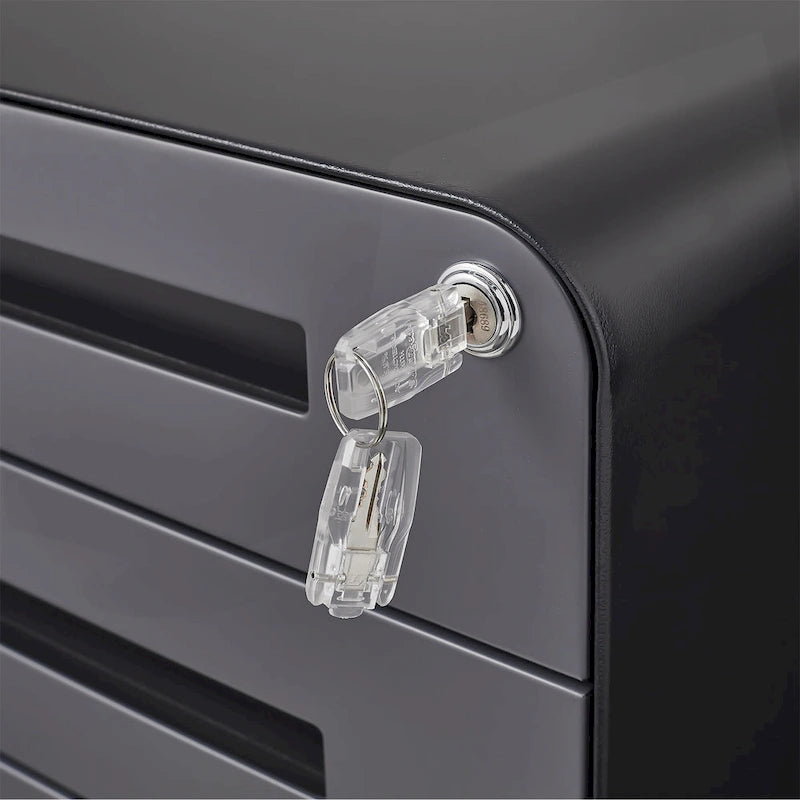 3-Drawer Mobile Filing Cabinet with Lock and Casters