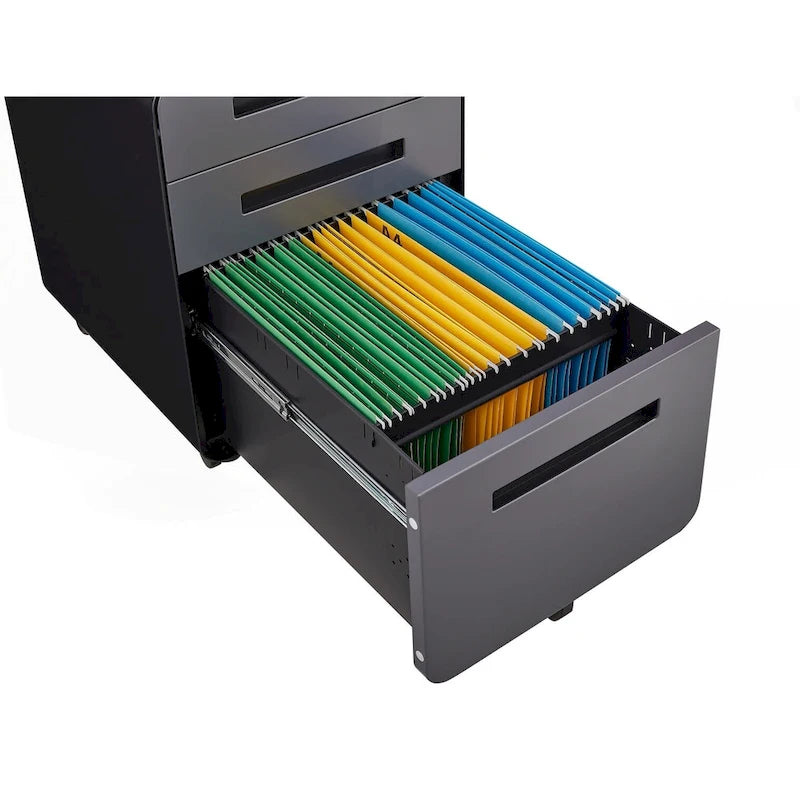 3-Drawer Mobile Filing Cabinet with Lock and Casters