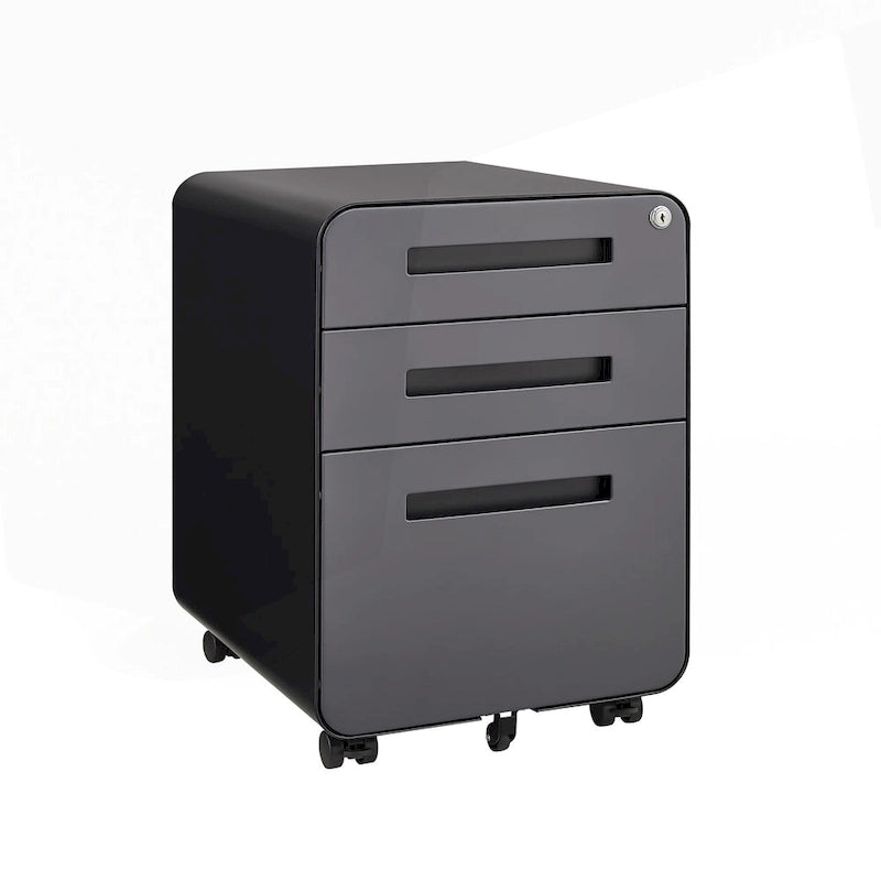 3-Drawer Mobile Filing Cabinet with Lock and Casters
