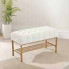 Upholstered Storage Bench with Shoe Shelf