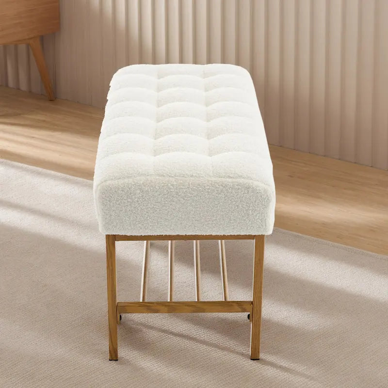 Upholstered Storage Bench with Shoe Shelf