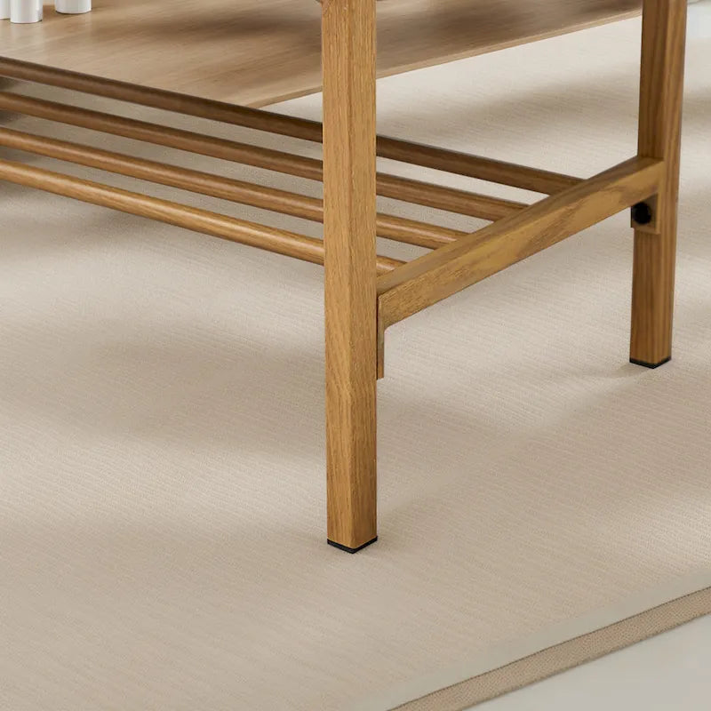 Upholstered Storage Bench with Shoe Shelf