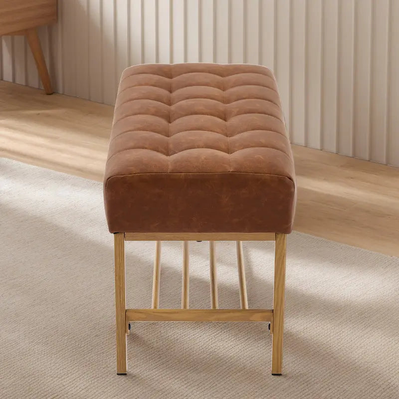 Upholstered Storage Bench with Shoe Shelf