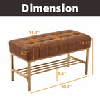 Upholstered Storage Bench with Shoe Shelf