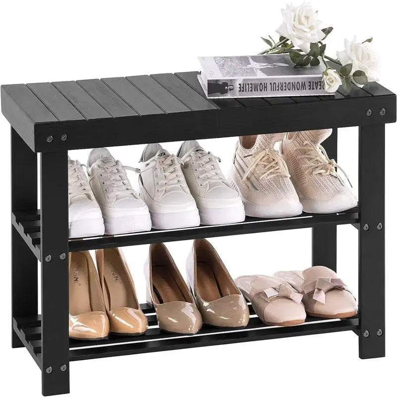 3-Tier Bamboo Shoe Rack Bench