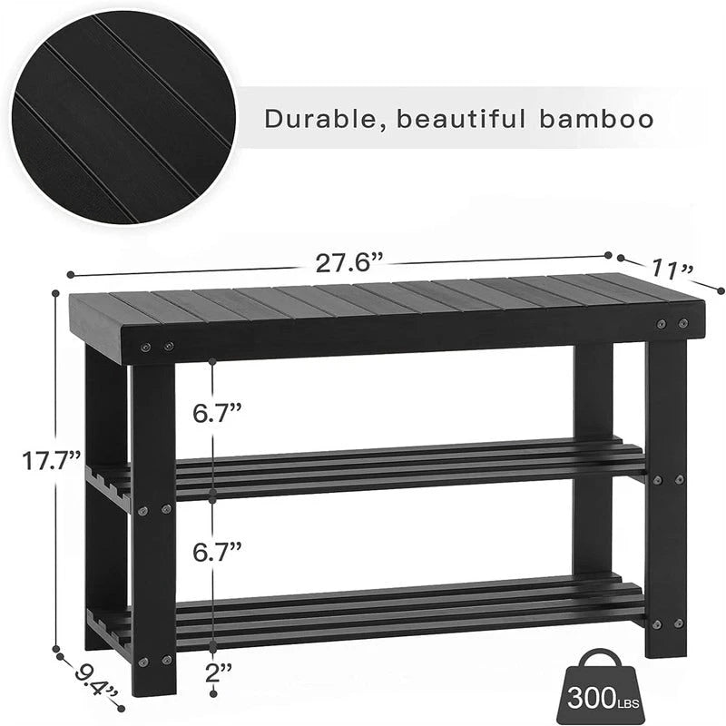 3-Tier Bamboo Shoe Rack Bench