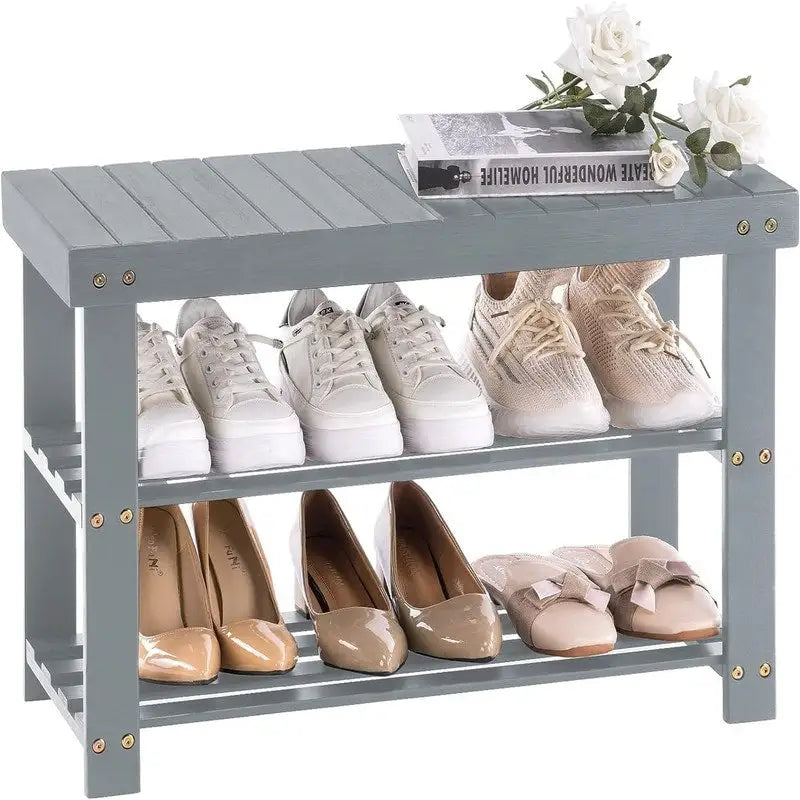 3-Tier Bamboo Shoe Rack Bench