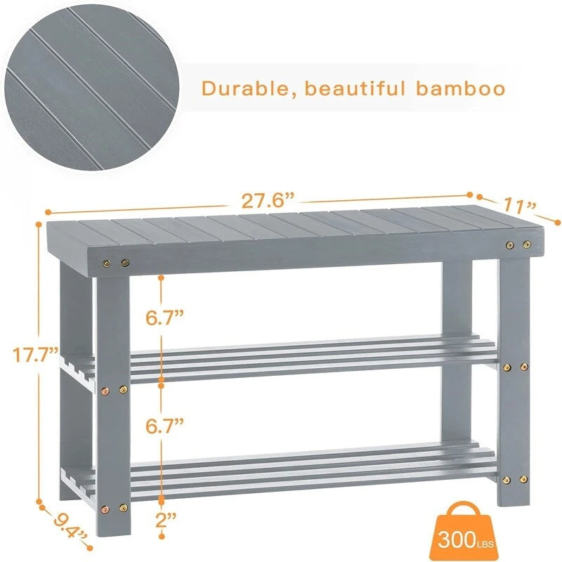 3-Tier Bamboo Shoe Rack Bench