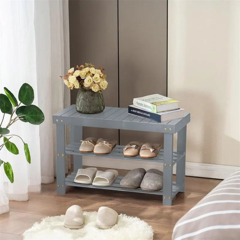 3-Tier Bamboo Shoe Rack Bench