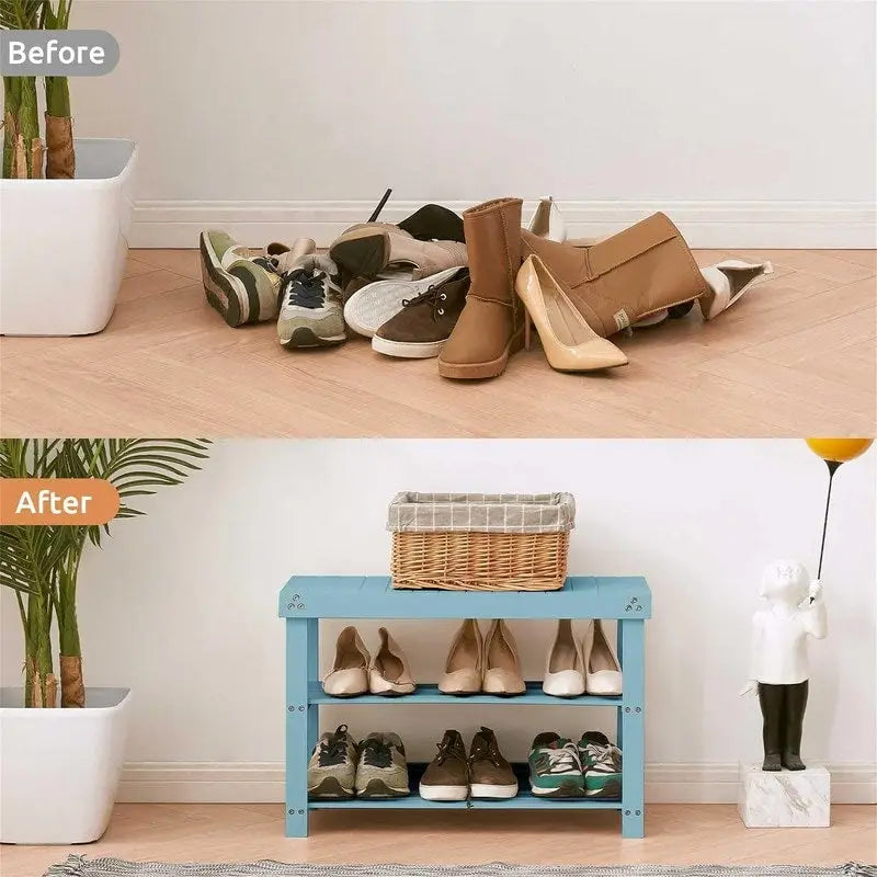 3-Tier Bamboo Shoe Rack Bench