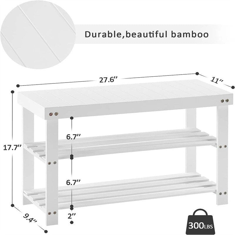 3-Tier Bamboo Shoe Rack Bench