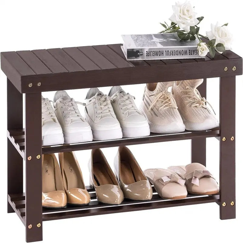 3-Tier Bamboo Shoe Rack Bench