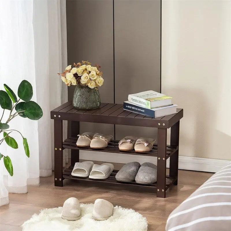 3-Tier Bamboo Shoe Rack Bench