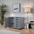 5-Drawer Storage Cabinet with Extra Shelf and Rolling Wheels
