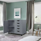 5-Drawer Storage Cabinet with Extra Shelf and Rolling Wheels