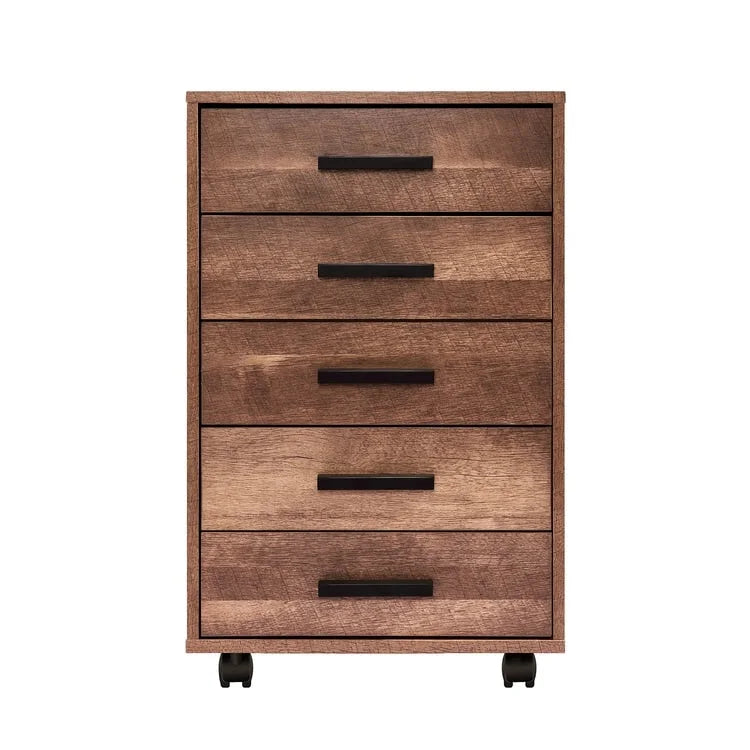 5-Drawer Storage Cabinet with Extra Shelf and Rolling Wheels