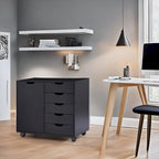 5-Drawer Storage Cabinet with Extra Shelf and Rolling Wheels