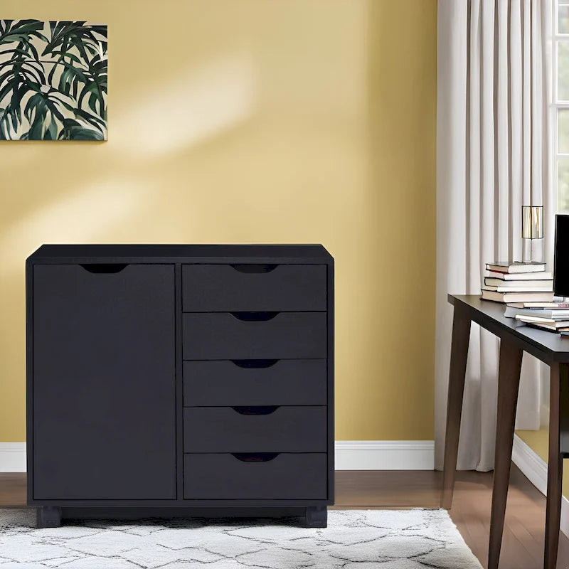 5-Drawer Storage Cabinet with Extra Shelf and Rolling Wheels