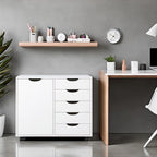 5-Drawer Storage Cabinet with Extra Shelf and Rolling Wheels