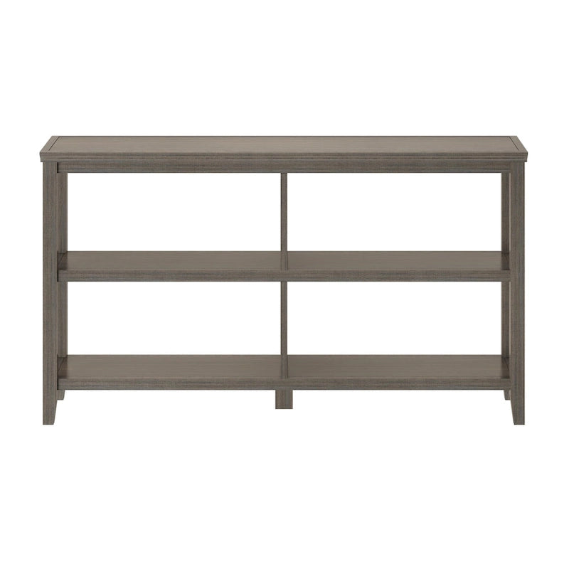 Wide Low Bookcase with 2 Open Shelves, Washed Grey